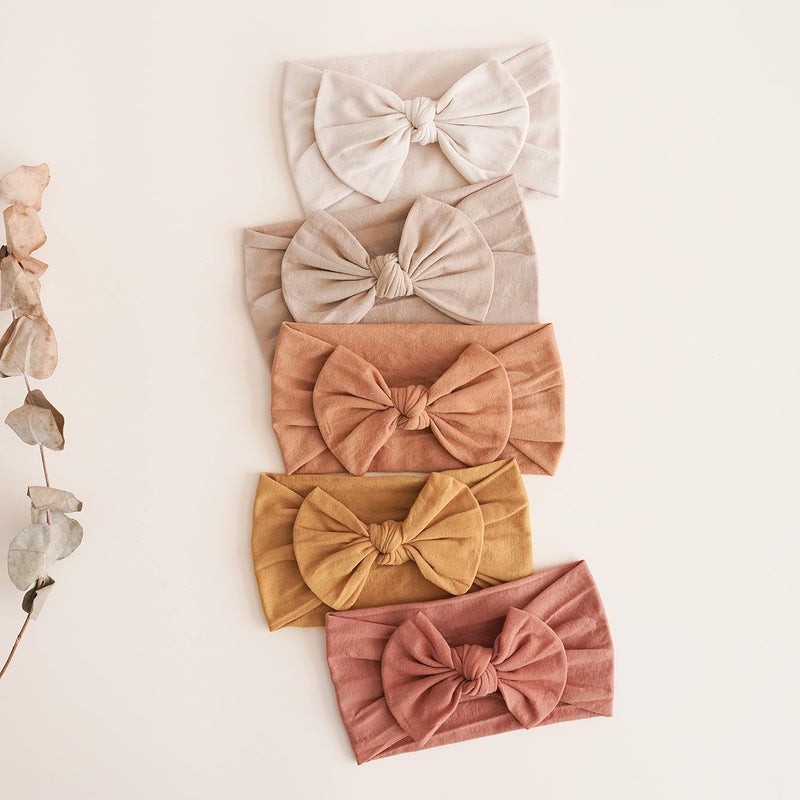 Prohouse 20PCS Baby Nylon Headbands Hairbands Hair Bow Elastics for Baby Girls Newborn Infant Toddlers Kids(Clay) - Image 5